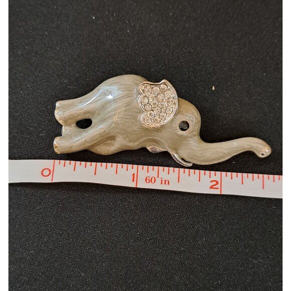 Elephant Brooch Pin With Rhinestone Accent Enamel - Picture 3 of 4